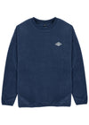 Vissla Swell Stretch crewneck sweatshirt in navy polar fleece, with long sleeves and a small diamond chest logo.