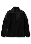 Vissla Kenny Pile Eco Jacket in black recycled polyester fleece with smooth ripstop shoulder panels, full zip and chest patch.
