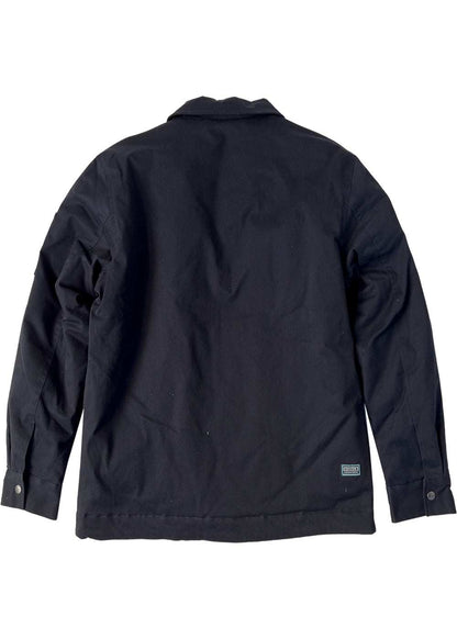 Vissla Creators Eco Port Jacket, dark navy cotton-blend twill with a smooth solid back, collar and button cuffs.