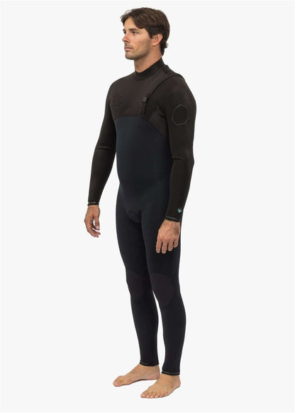Vissla High Seas II full wetsuit in black with high stretch neoprene, seamless arms, and no-zip design for flexibility and warmth.
