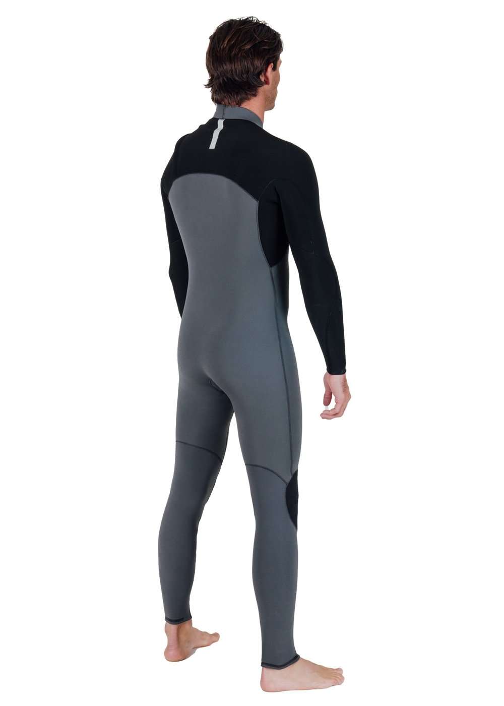Vissla Natural Seas wetsuit in black and grey neoprene with full chest zip, long sleeves, and contoured fit design