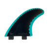 Mobyk Safety Fins flexible surfboard fin with black center and turquoise edges featuring a zigzag pattern along the border