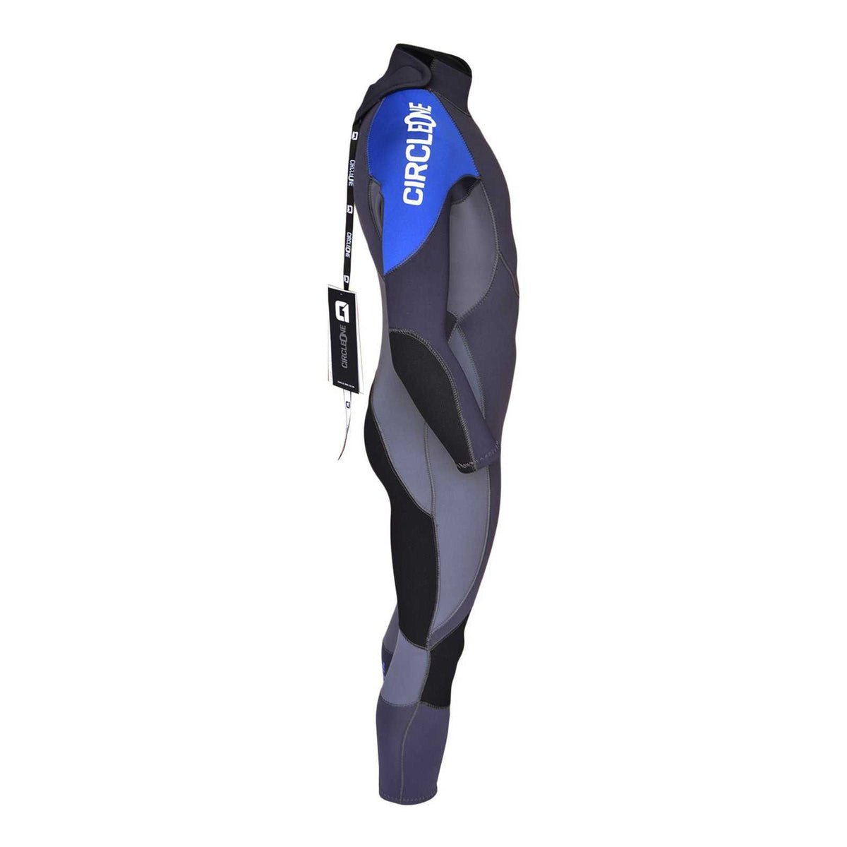 ARC 5/4mm KIDS wetsuit in black, charcoal and blue neoprene, with contrasting panels and a back zip.