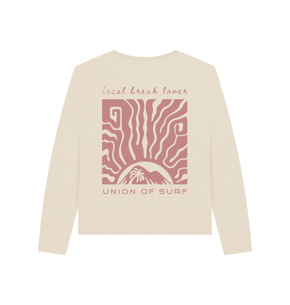 Women wearing sustainable Local Break Lover long sleeve graphic tees made from organic cotton