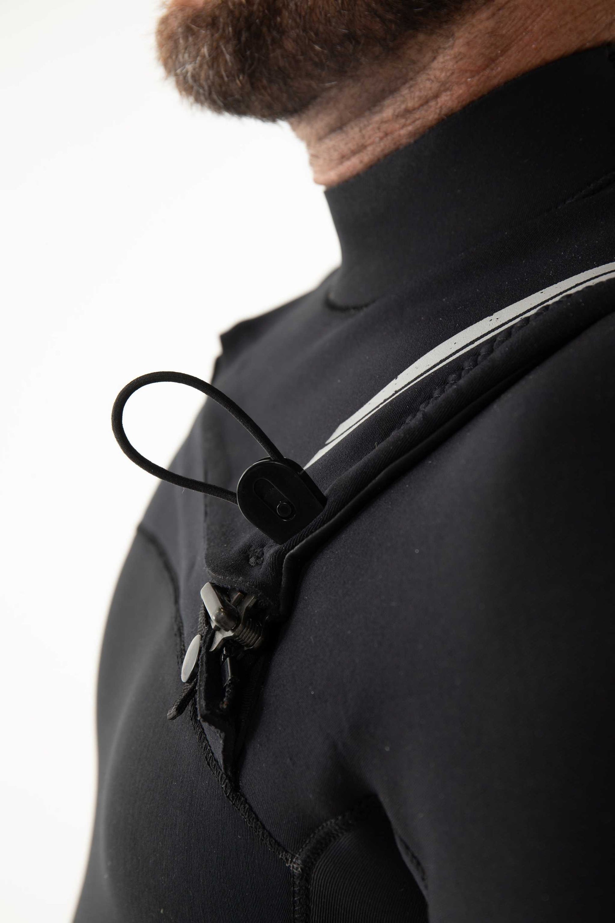 Close Up Of Coastlines Chest Zip Closure on a Wetsuit