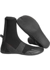 Vissla High Seas black neoprene wetsuit bootie with 3mm thickness, split toe design, pull tab, and textured sole for grip.