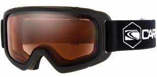 Carve Aspire Low Light Lens black ski goggles with orange tinted lens, adjustable strap, and foam padding for comfort