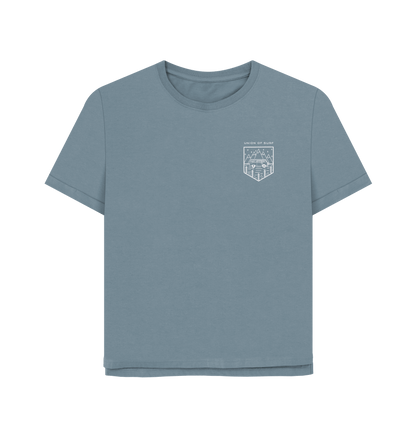 Women's graphic tees made from organic cotton with beach-inspired prints and sustainable production