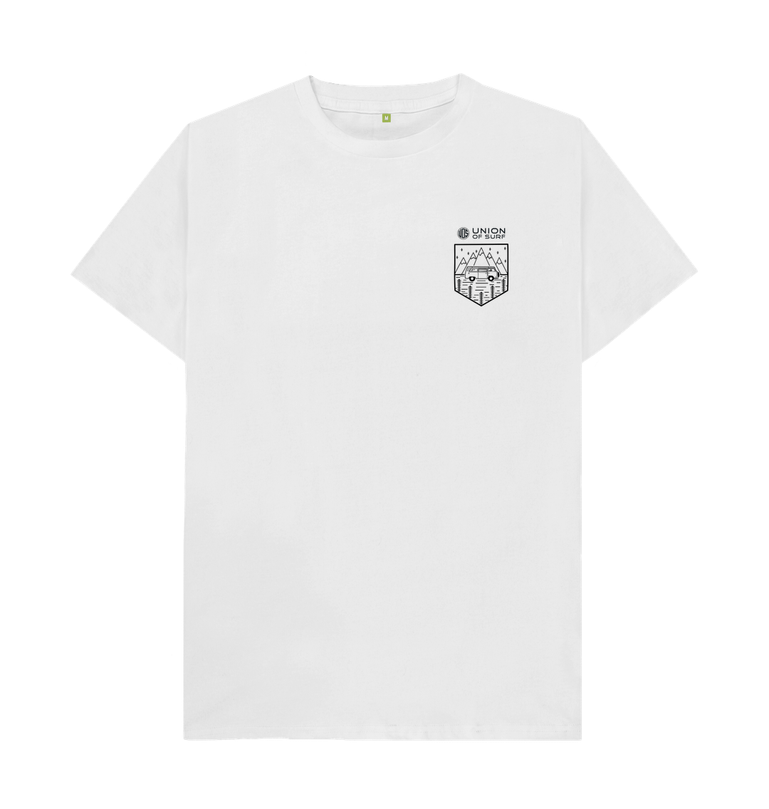 White White T-Shirt-Distressed Camper Badge