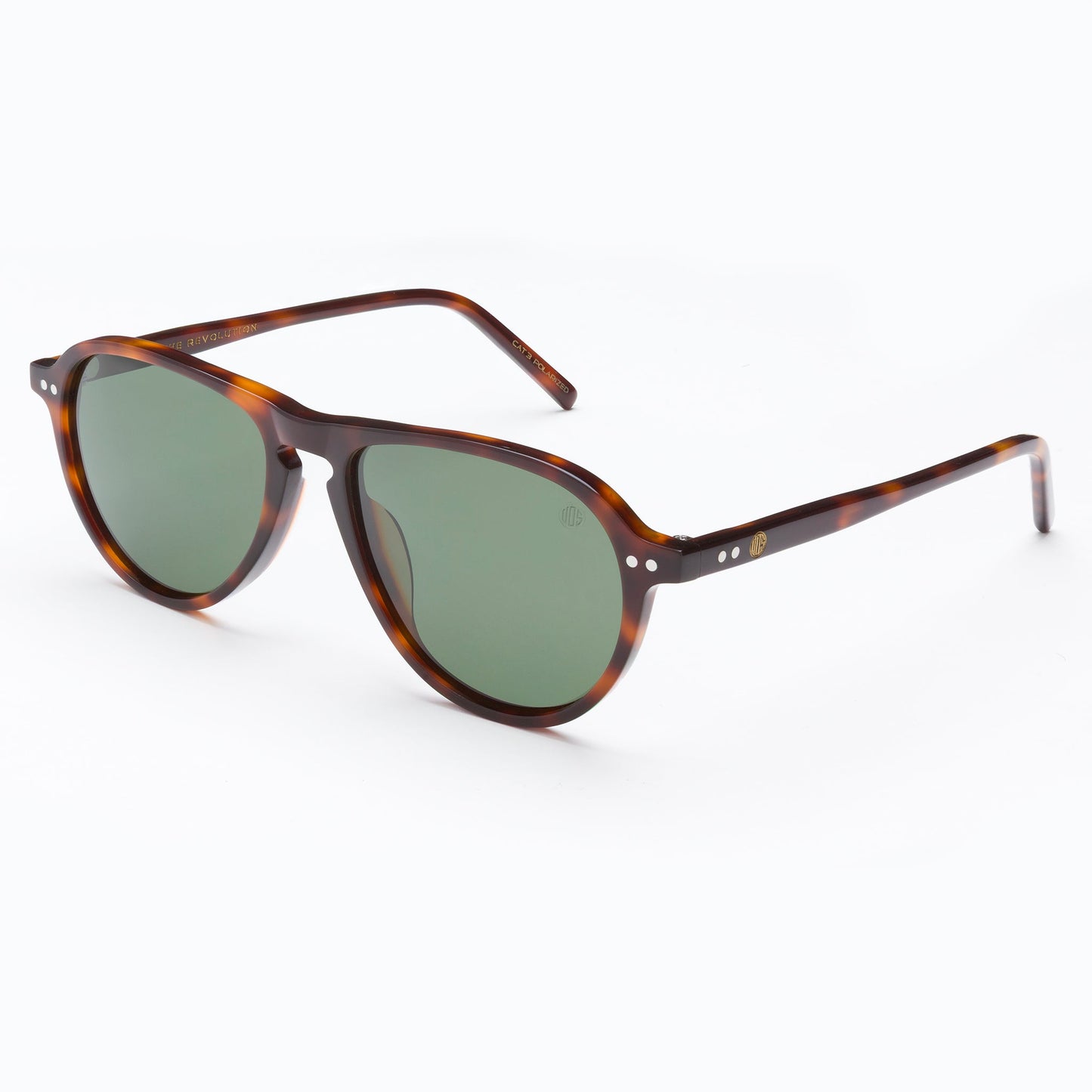 Barrel Aviator polarised tortoiseshell sunglasses with G15 TAC lenses and compact cellulose acetate frame
