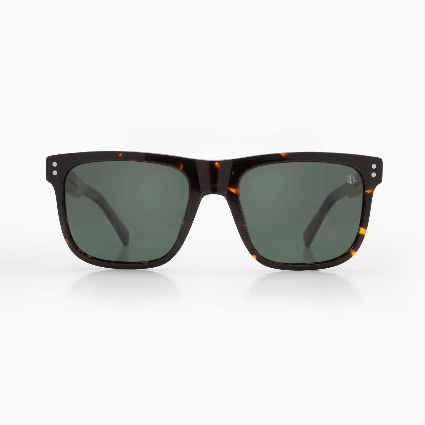 Driftwood Polarised Sunglasses with eco-friendly cellulose frame and natural wood arms, featuring classic square design and premium polarised lenses for glare reduction and UV400 protection.