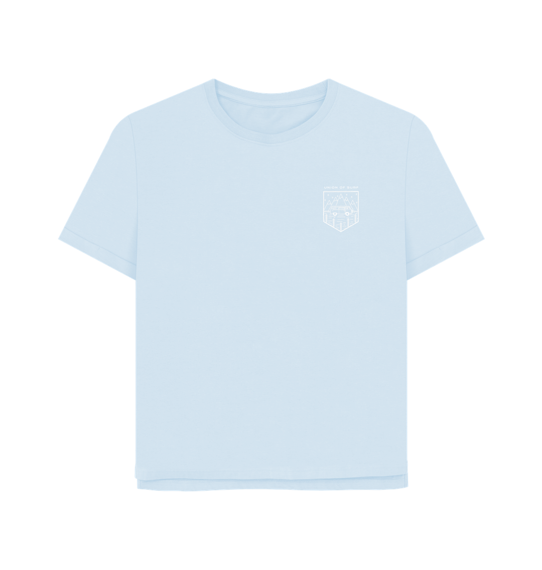 Women's graphic tees made from organic cotton with vibrant beach-inspired designs