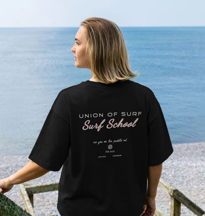 Womens Graphic Tees- Surf School Graphic Oversized T-shirt