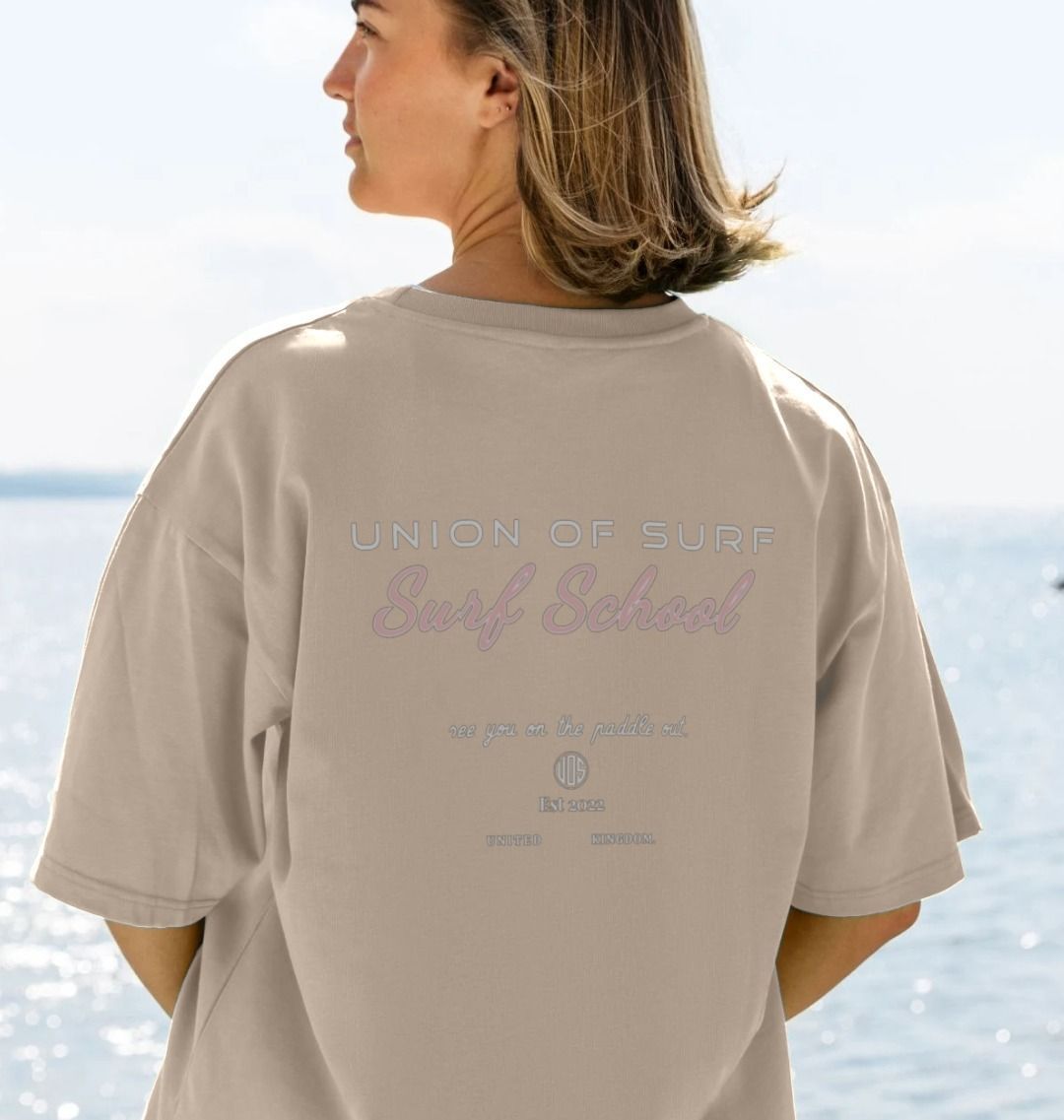 Womens Graphic Tees- Surf School Graphic Oversized T-shirt