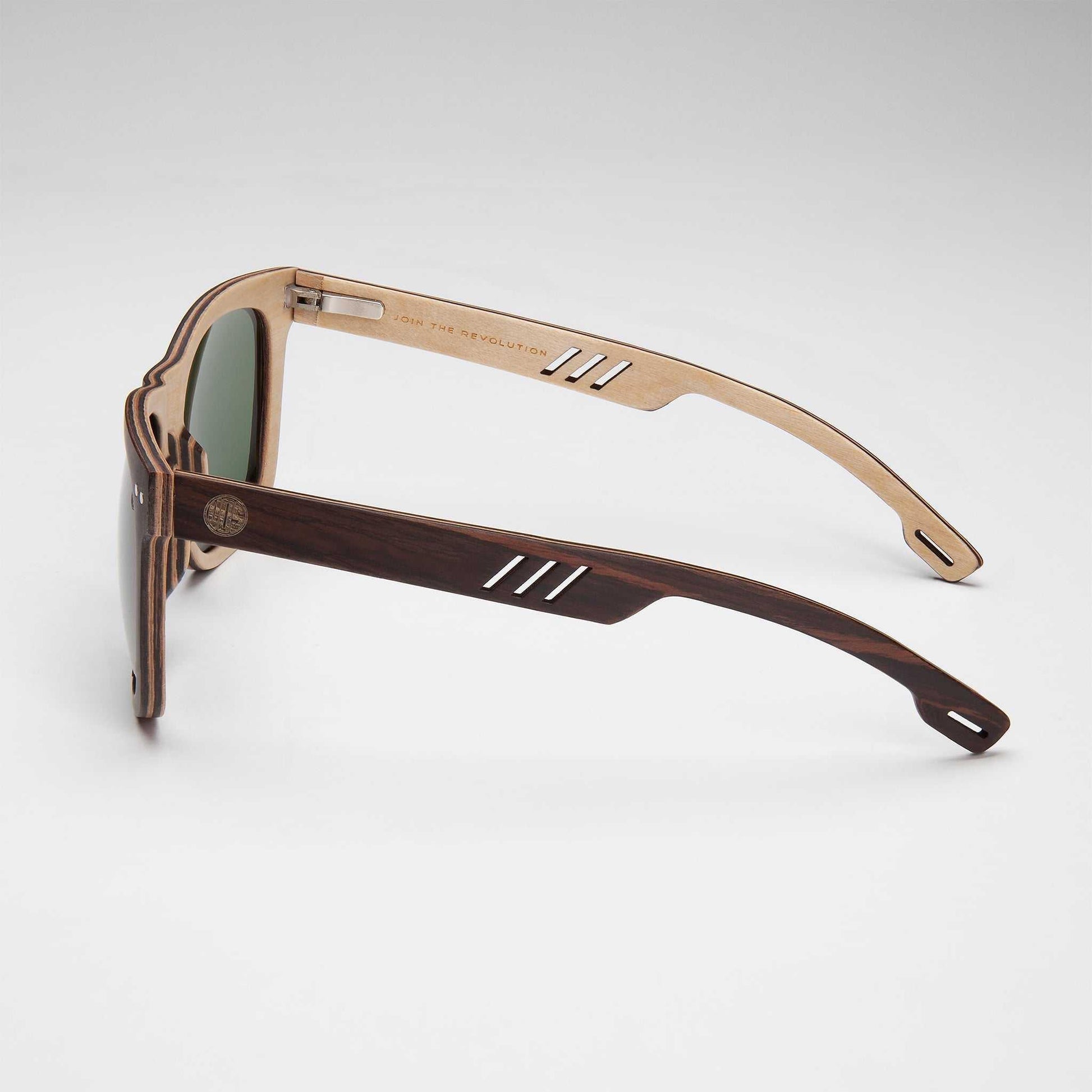 Eco-friendly wooden sunglasses with polarised lenses, stylish and durable for outdoor use
