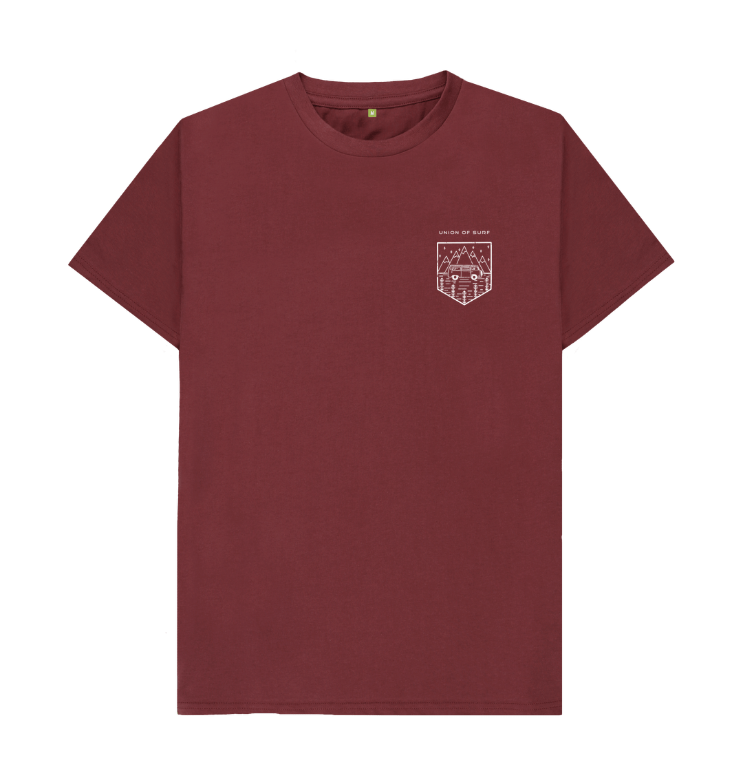 Union of Surf relaxed fit organic cotton t-shirt in burgundy with white chest logo