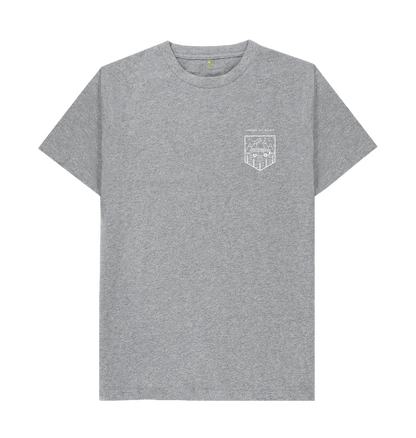 Grey relaxed fit organic T-shirt for men by Union of Surf with a white chest graphic.