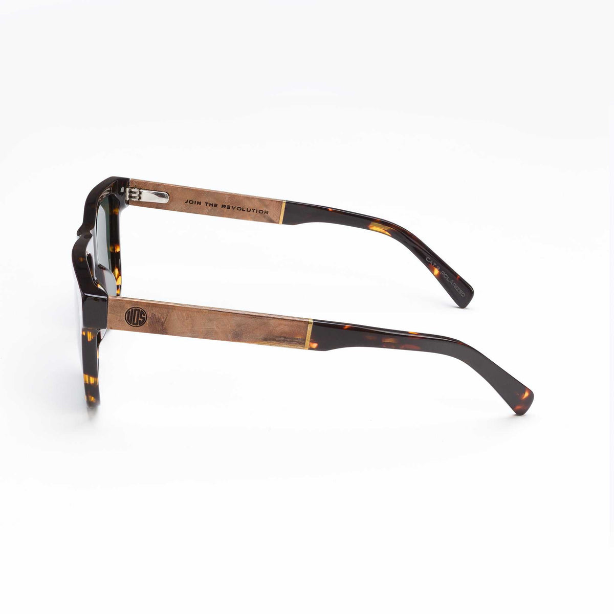 Driftwood Polarised Sunglasses with eco-friendly cellulose frame and genuine wood arms designed for glare reduction and UV protection