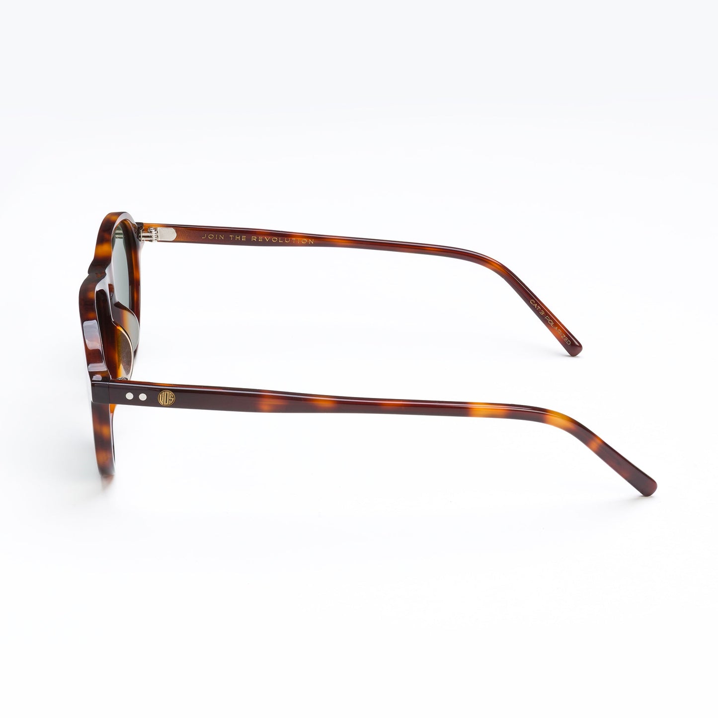Barrel Aviator polarised sunglasses with tortoiseshell cellulose acetate frame and green G15 TAC lenses