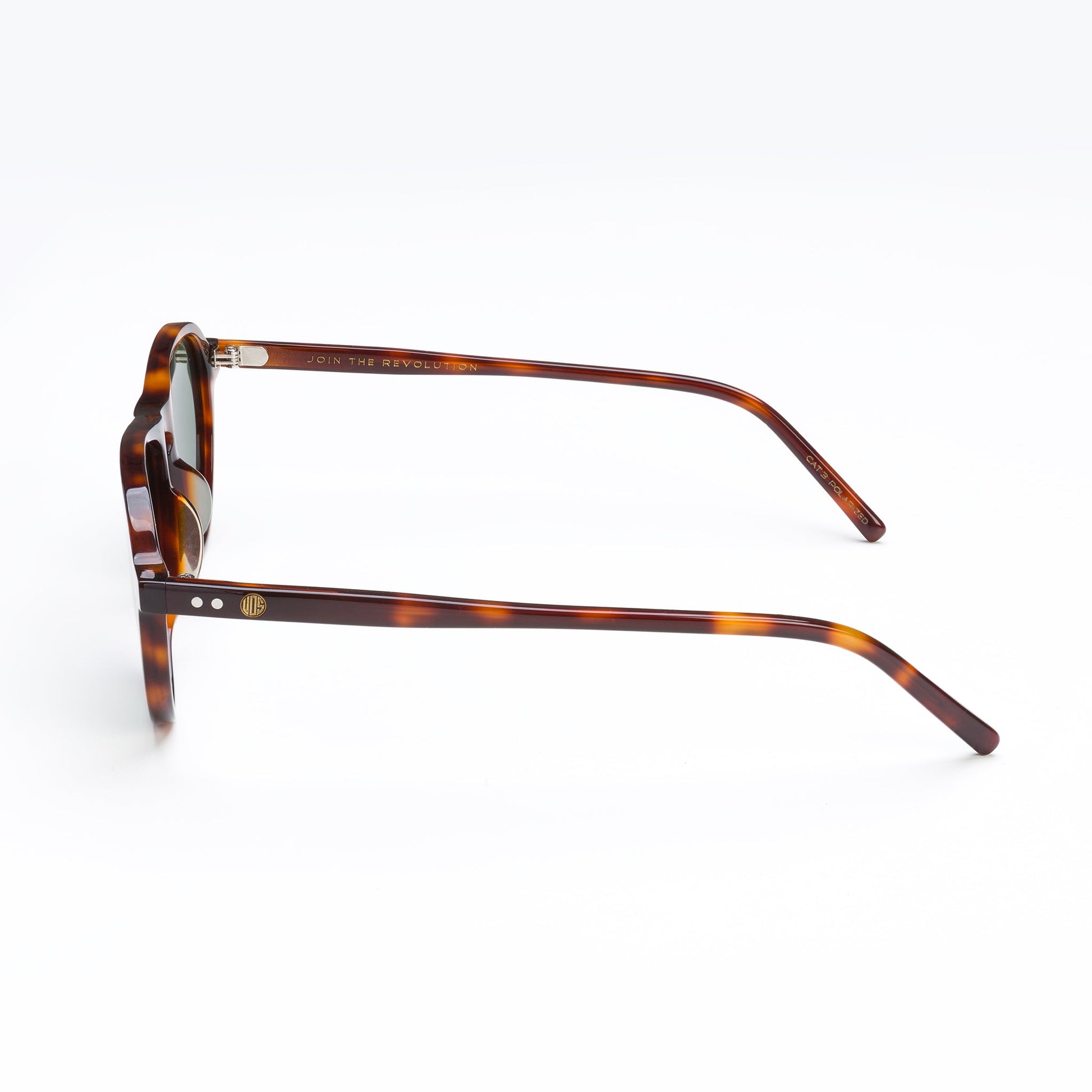 Barrel Aviator polarised sunglasses with tortoiseshell cellulose acetate frame and green G15 TAC lenses