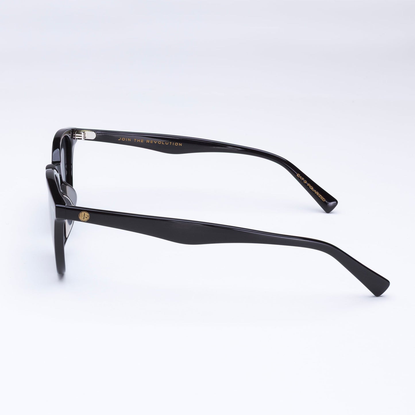 All black Reef Break Sunglasses with bio-acetate polarised lenses designed for sustainable coastal style