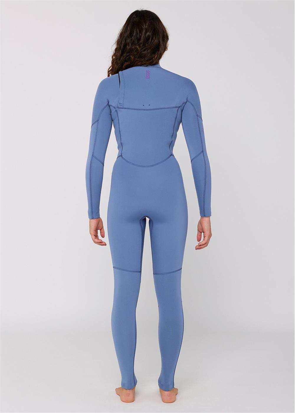 Sisstr 7 seas 4/3 wetsuit in periwinkle blue stretch neoprene, with long sleeves and clean panel seams.