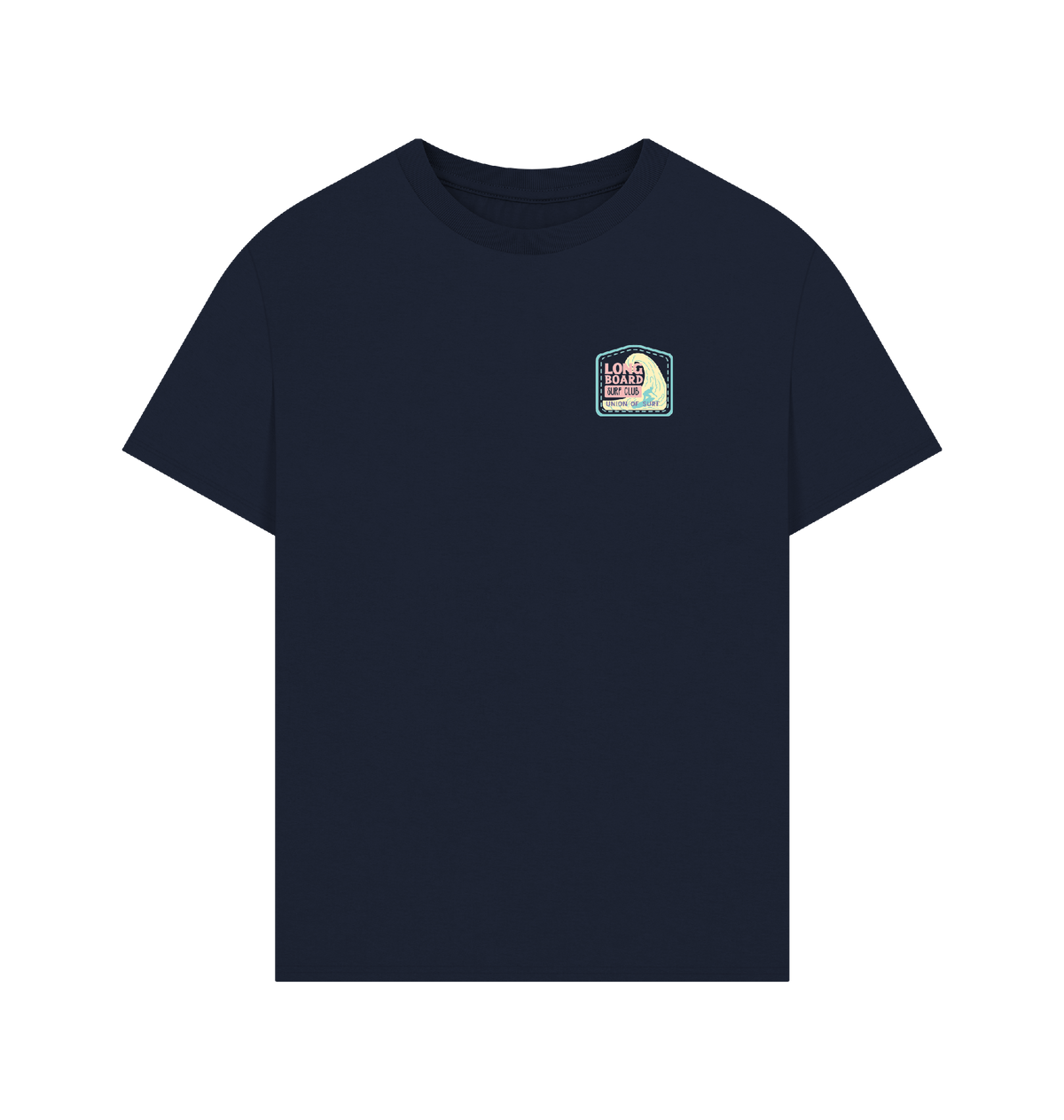 Union Long Board Surf Club men’s oversized organic cotton T-shirt with size chart