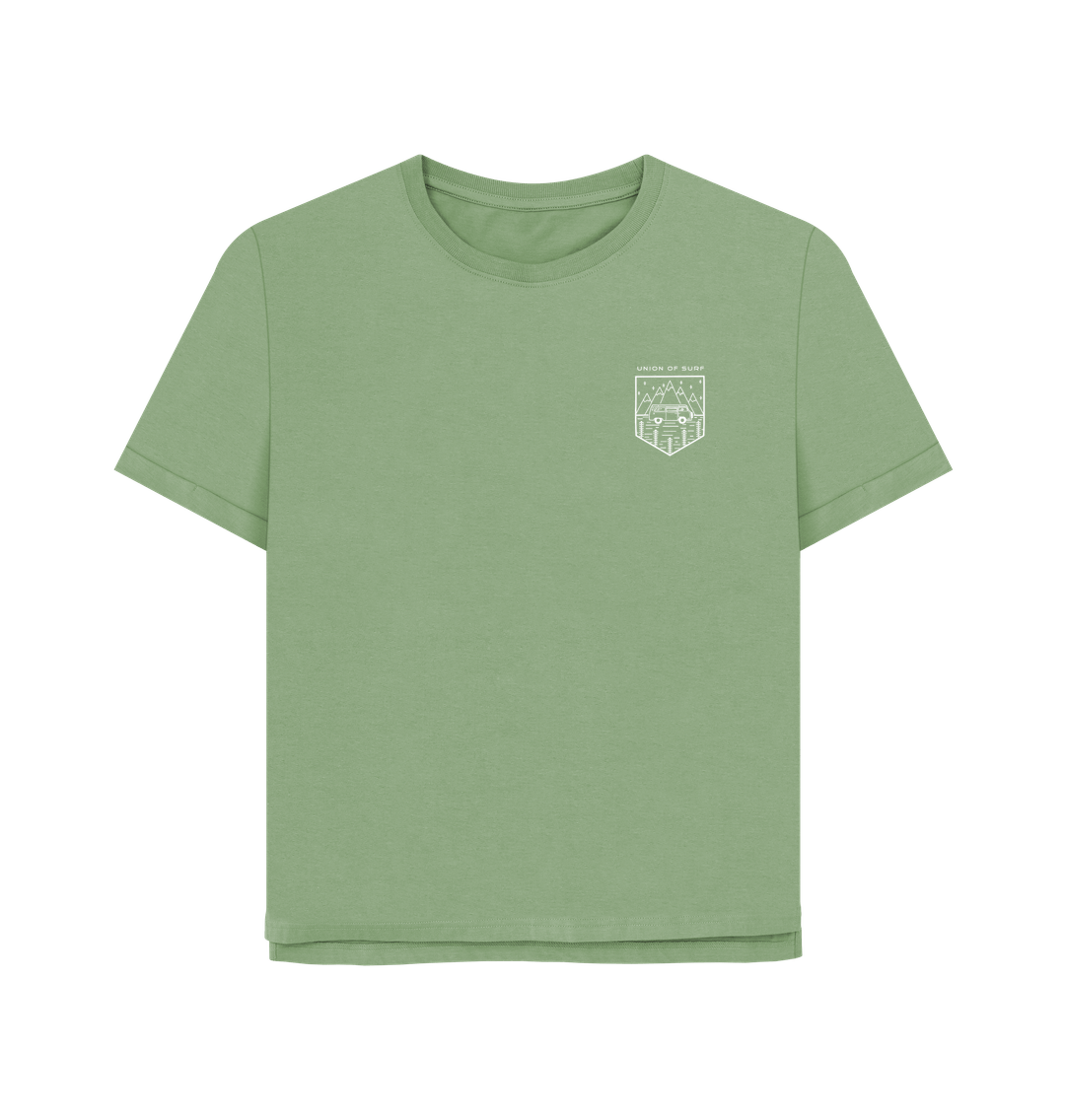 Women's graphic tees made from certified organic cotton with vibrant prints and relaxed fit