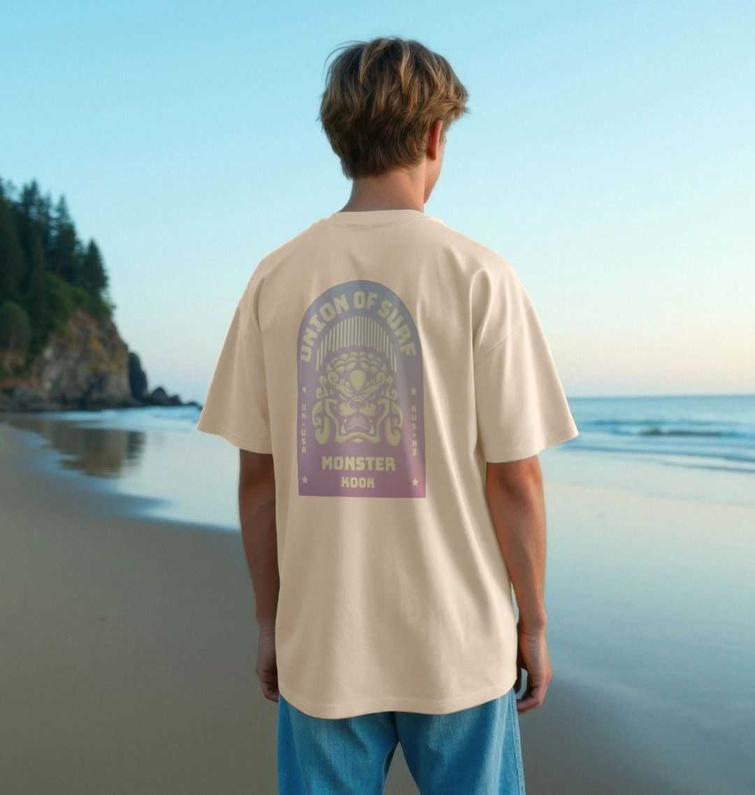 Kook Monster Oversized T shirt for men made from organic cotton with size guide and sustainability details