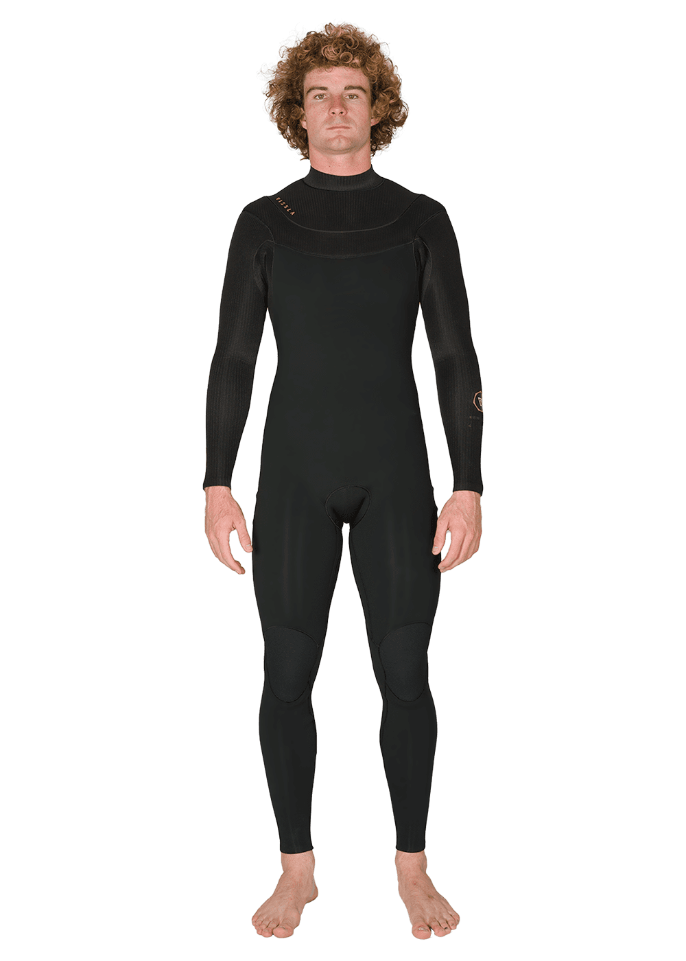 Vissla New Seas black full-body wetsuit made of neoprene with U-Zip closure and padded knee panels for cold water