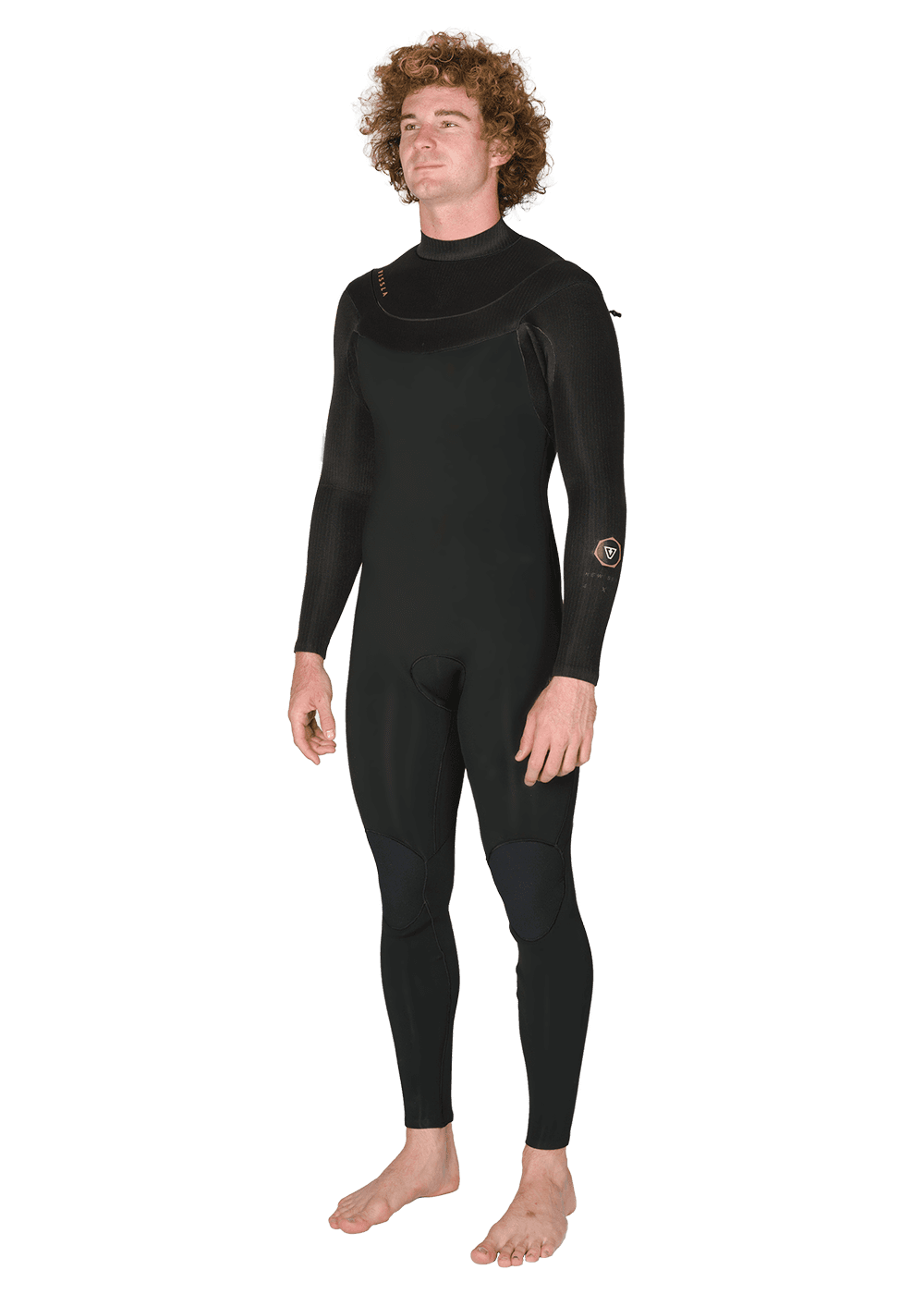 Vissla New Seas black full-body wetsuit with long sleeves and U-zip front entry made of neoprene and nylon