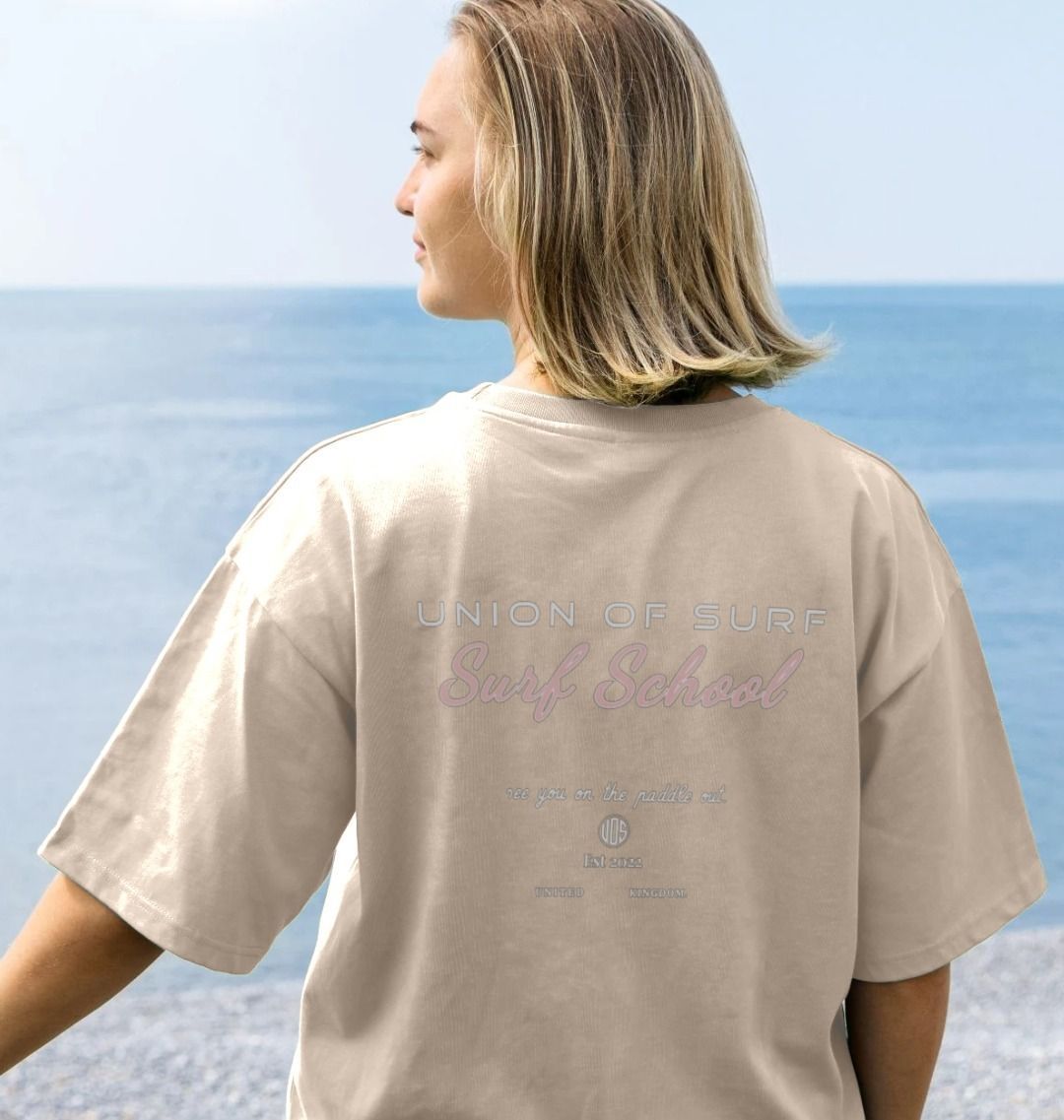 Womens Graphic Tees- Surf School Graphic Oversized T-shirt