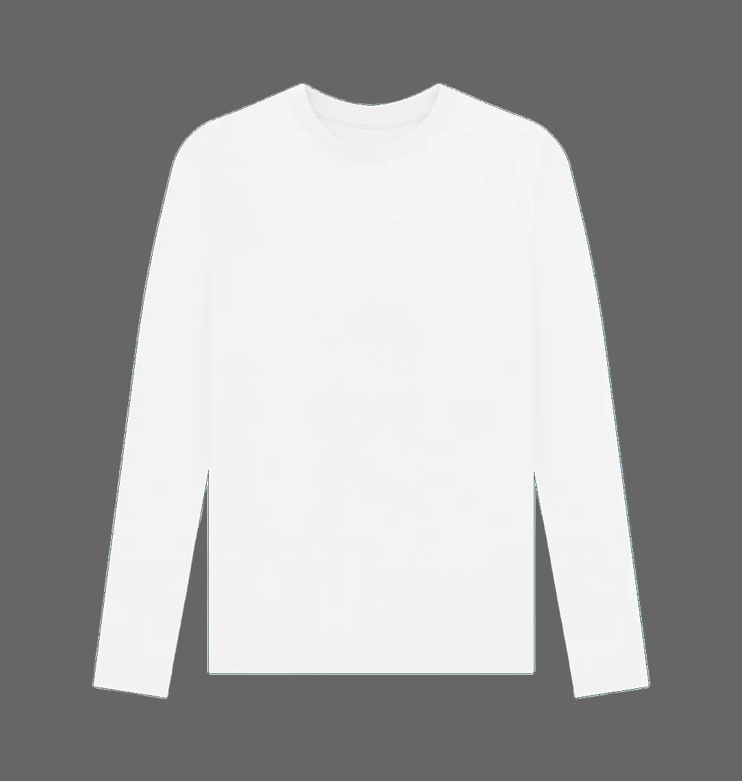 White Printed Long Sleeve T Shirt Front