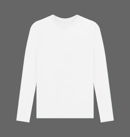 White Printed Long Sleeve T Shirt Front