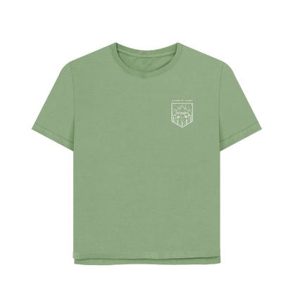 Women's graphic tees made from organic cotton with vibrant beach-inspired prints and sustainable production