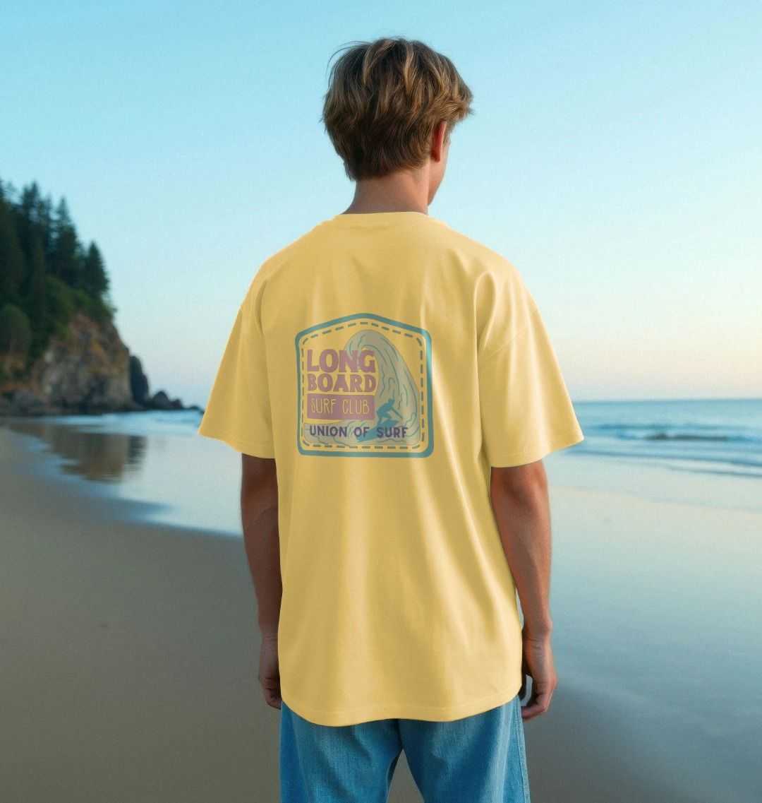 Union Long Board Surf Club oversized organic cotton T-shirt with dropped shoulders for men